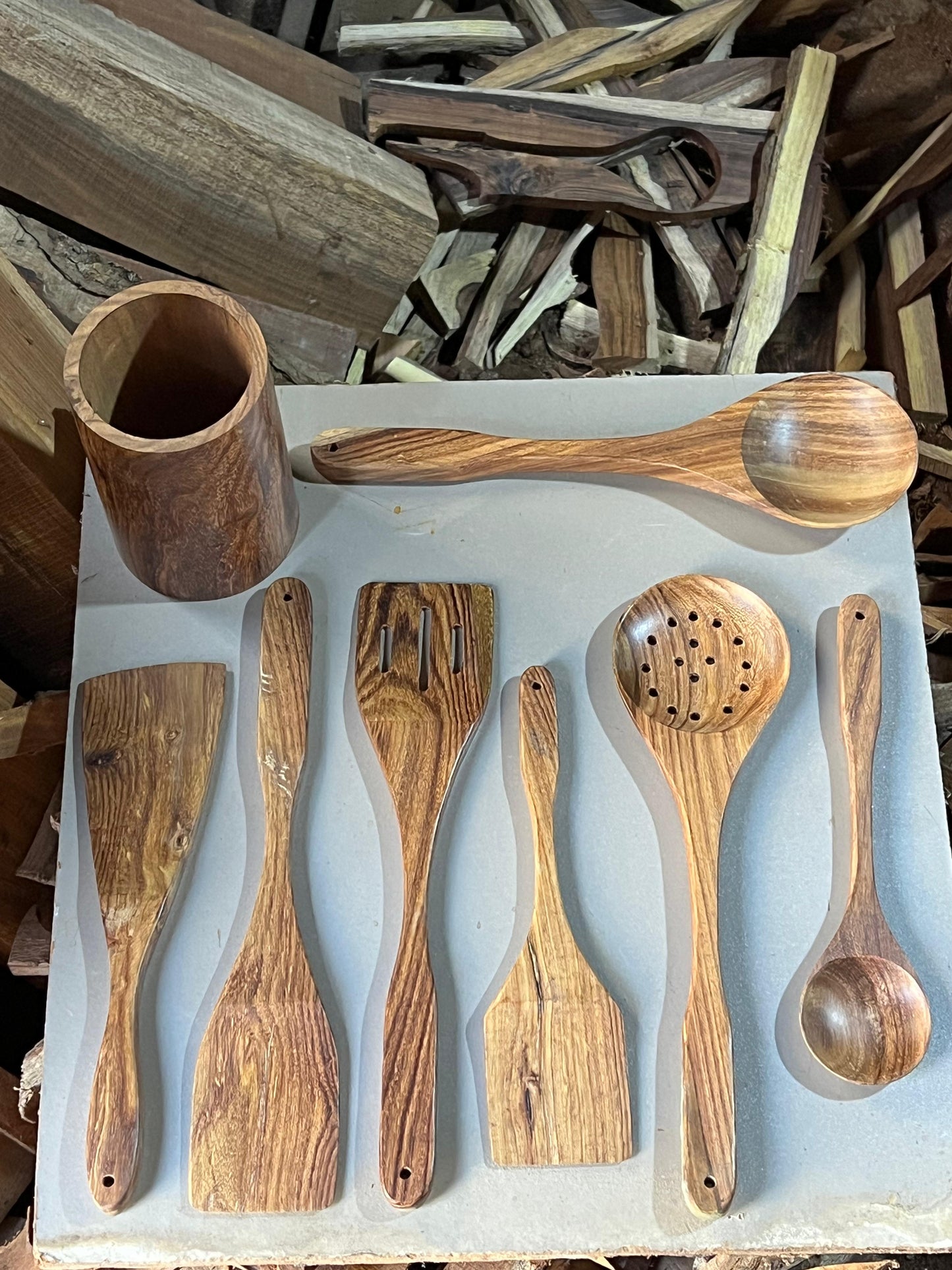 7 piece wooden kitchen Cooking Utensils Spoons