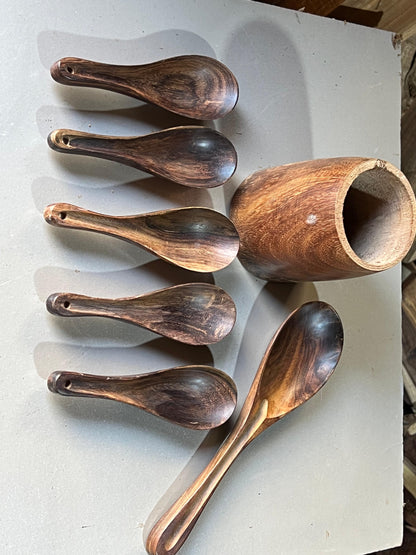 7 piece wooden kitchen Cooking Utensils Spoons