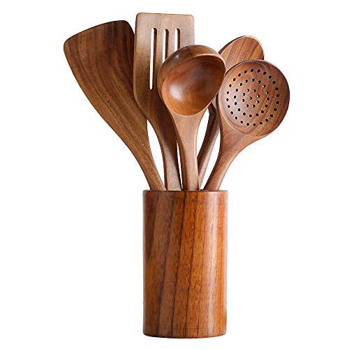7 piece wooden kitchen Cooking Utensils Spoons