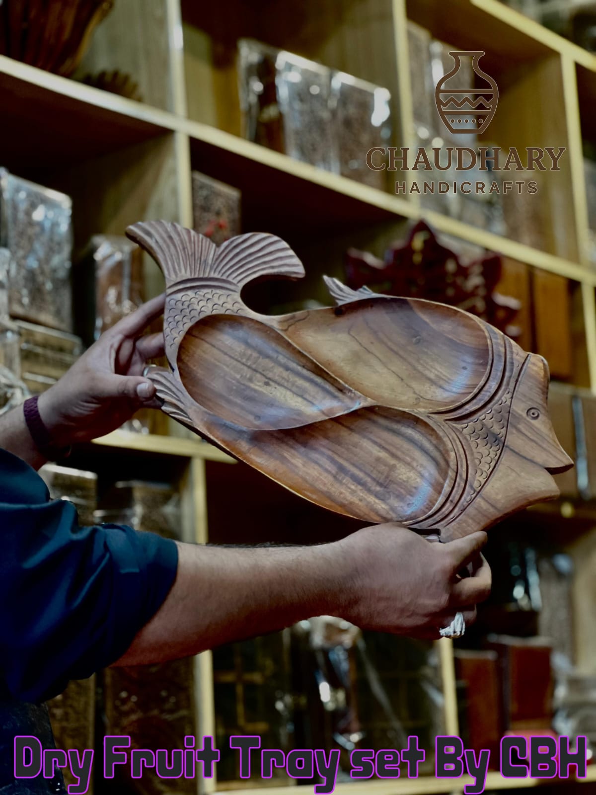 Handmade Wooden Fish Shape Dry Fruit Tray