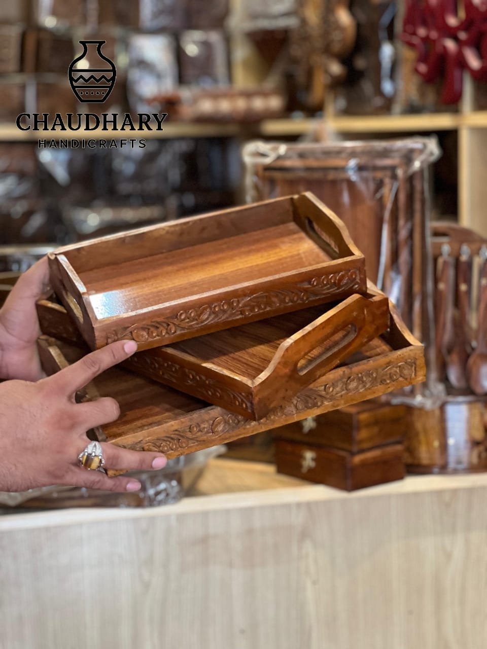 Elegant Wooden Serving Tray