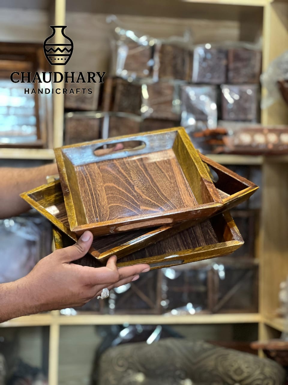 Handcrafted Pure Wooden Serving Tray – Simple & Elegant Design