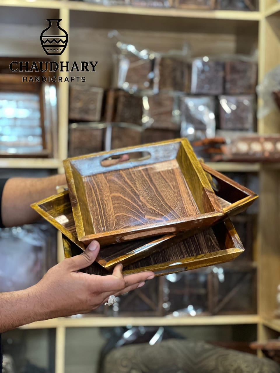 Handcrafted Pure Wooden Serving Tray – Simple & Elegant Design